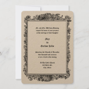 Barock-Rokokoraille-Meeresmuschelrahmen-Hochzeit Einladung