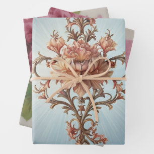 Barock-Rosen-Geschenkpapier-Set mit 3 flachen Böge Geschenkpapier Set