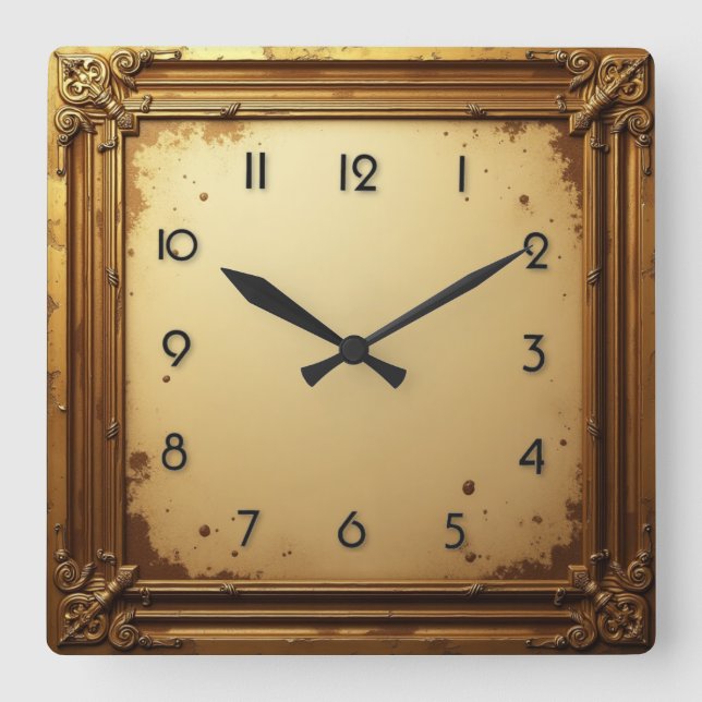 Barock Vintag Quadratische Wanduhr (Vorderseite)