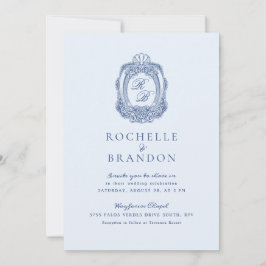 Barock Wappen French Blue Wedding Einladung