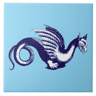 Barocke Ära Blau & Weißer Mittelalter Drache Fliese