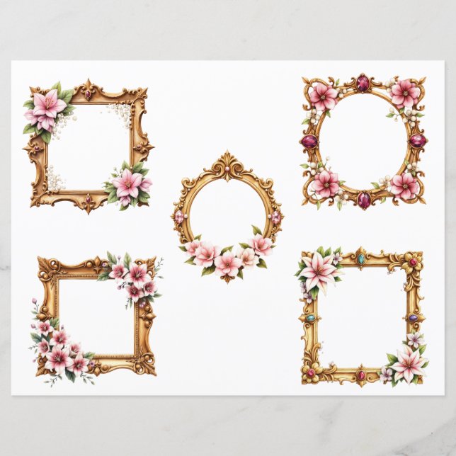 Barocke Blumenrahmen-Schablonenausschnitte (Vorderseite)