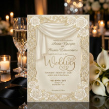 Barocke Creme-Rosen-Faux-Goldfolie-Diamant-Hochzei