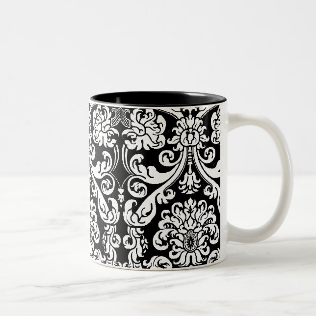 Barocke Damast-Tasse Zweifarbige Tasse (Rechts)