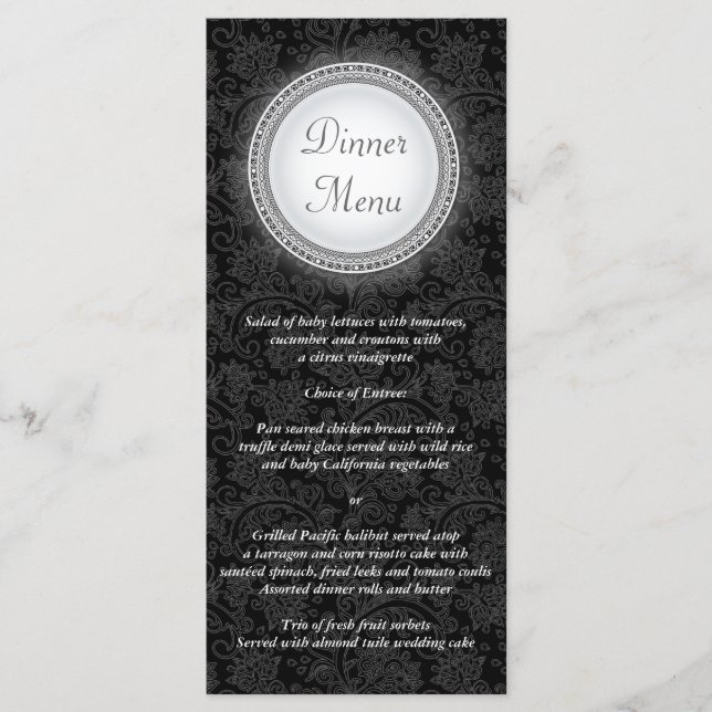 Barocke Ebony Plaque Menü Rackkarte Menükarte (Vorderseite)