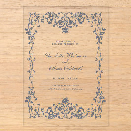 Barocke elegante Rahmen Hochzeit Acryl-Einladung Acryleinladungen