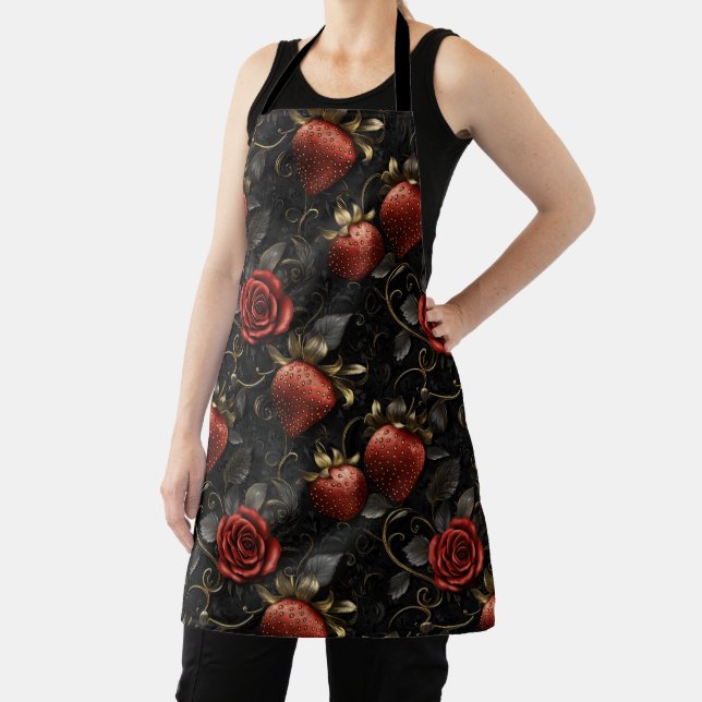 Barocke Erdbeeren und Rose Nahtloses Muster Schürze (InSitu)