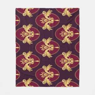 Barocke Gold-Wandleuchte Magenta-Muster Fleecedecke