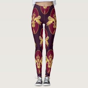 Barocke Gold-Wandleuchte Magenta-Muster Leggings