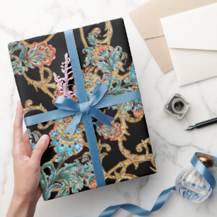 Barocke goldene florale Eleganz  Geschenkpapier