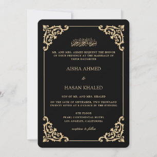Barocke Goldene Rahmung Romantische Schwarze Musli Einladung