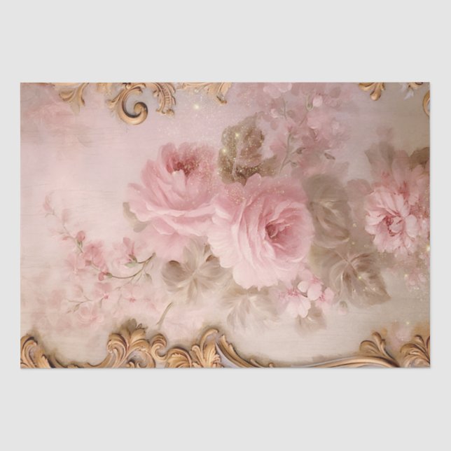 barocke Goldverzierungen erröten französische Rose Seidenpapier (Vorderseite)
