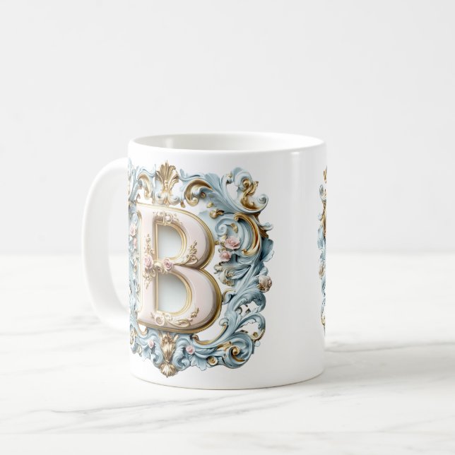 Barocke Monogramm-B-Tasse für eine Kaffeeprinzessi Kaffeetasse (Vorderseite Links)