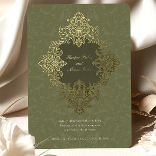 Barocke Ornament Gold Hochzeit Folieneinladung