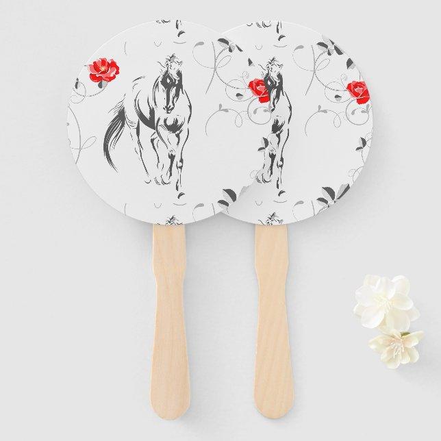 Barocke Pferdehandfans Fächer (Vorne und Hinten)
