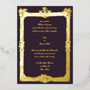 Barocke Rokoko Fruit & Blumenrahmen Hochzeit Folieneinladung