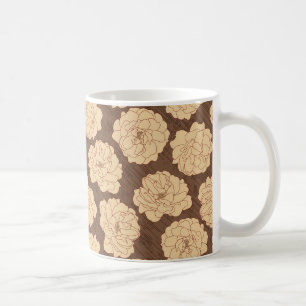 Barocke Rose auf walnussbraun - nahtloses Muster. Kaffeetasse