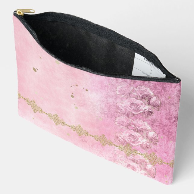 Barocke Rose Damask Grunge - Kosmetische Tasche (Offen)