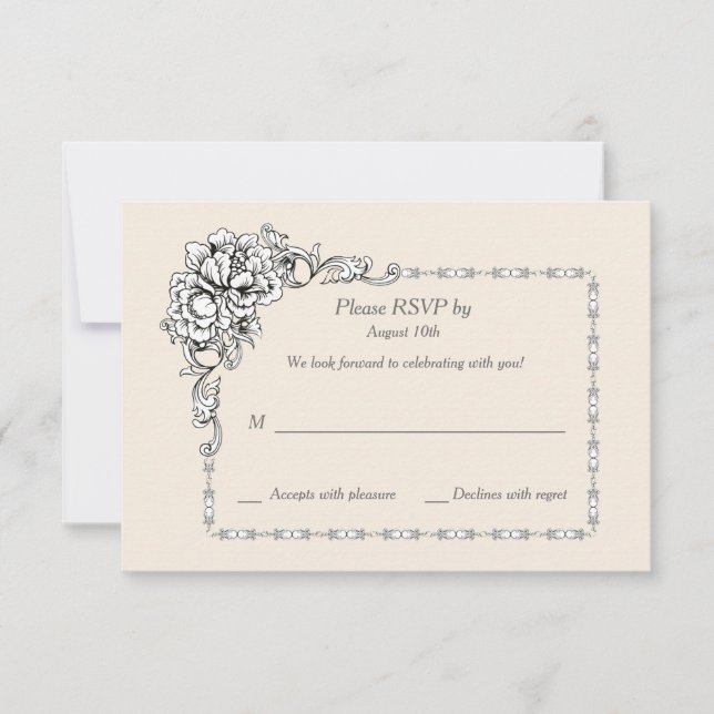 Barocke Schönheitskarten Einladung (Vorderseite)