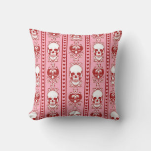 Barocke Skull Strip Muster Rosa Kissen