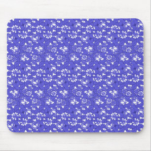 Barocke Tapete - blaues Blumenmuster Mousepad