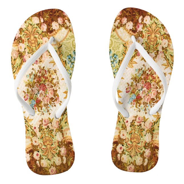 Barocke Tapete mit Viktorianischer blumengeschmück Flip Flops (Fußbett)