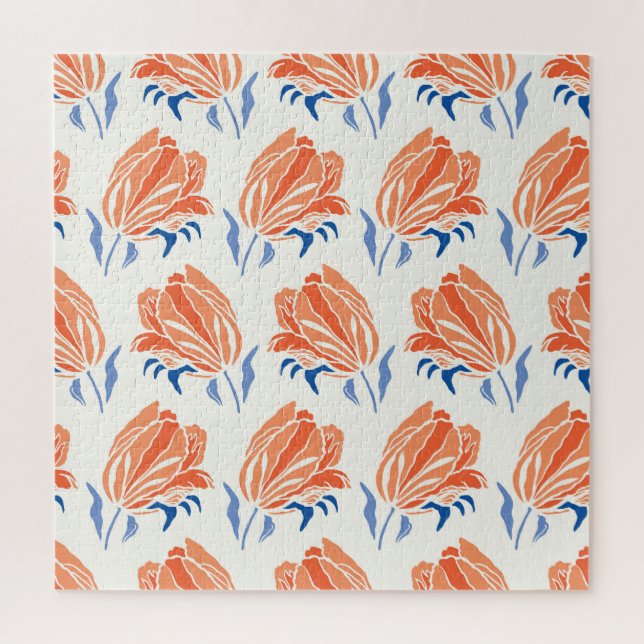 Barocke Tulip: Botanischer Vintager Linocut (Vertikal)