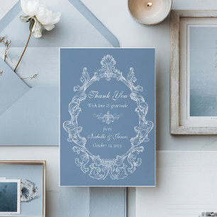 Barocke Vintage-Damask-Hochzeit Dankeskarte