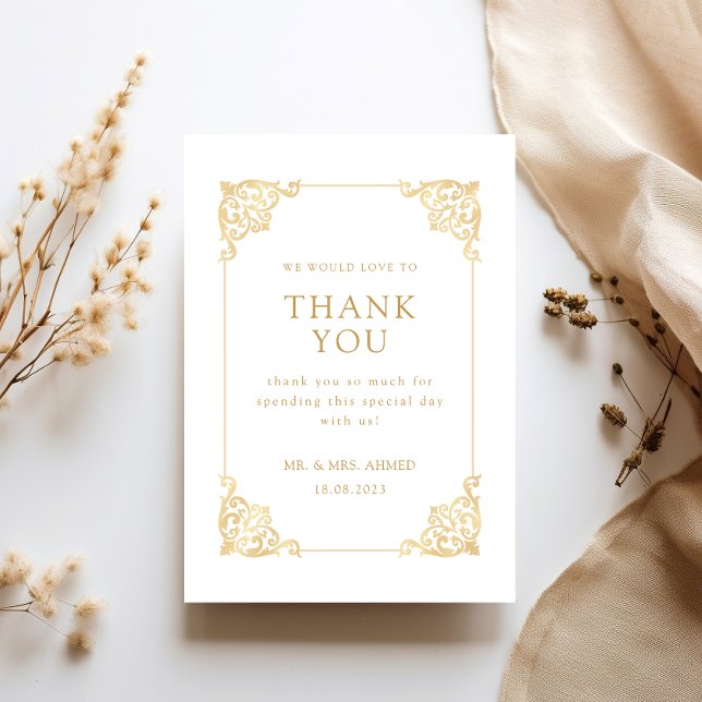 Barocke Vintage White Frame Skript muslimische Hoc Dankeskarte (Von Creator hochgeladen)