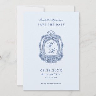 Barocke Wappen Französisch Blau Hochzeit Save The Date