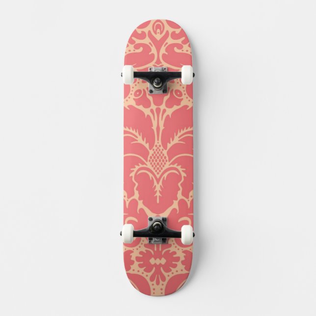 Barocker Artdamasthintergrund Skateboard (Vorderseite)