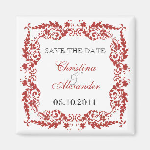 Barocker belaubter Rahmen-Save the Date Magnet