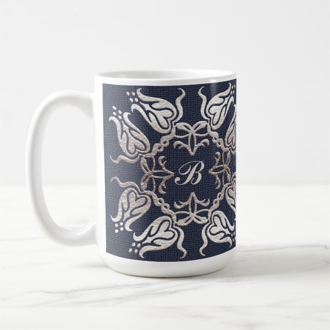 barocker Blumenmuster in Blau Kaffeetasse (Links)