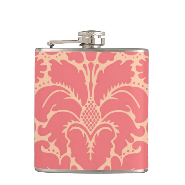 Barocker Damast-Hintergrund Flachmann (Vorderseite)