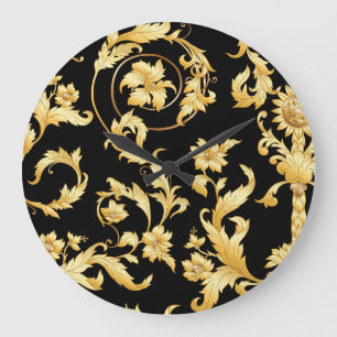 Barocker Rokoko, Viktorianisches Blumenmuster. Große Wanduhr