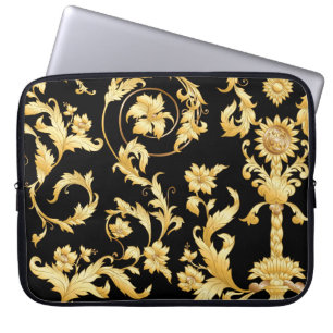 Barocker Rokoko, Viktorianisches Blumenmuster. Laptopschutzhülle