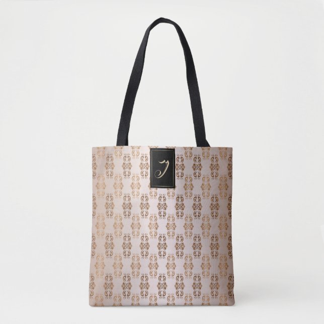 Barockes Artmit blumenmuster. Monogramm Tasche (Vorderseite)