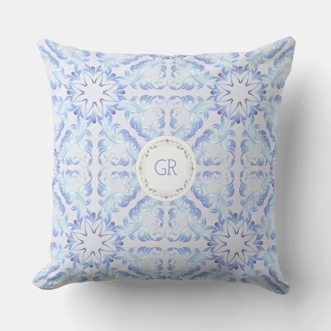 Barockes Artmuster. Weihnachtsmotiv. Monogramm Kissen (Vorderseite)