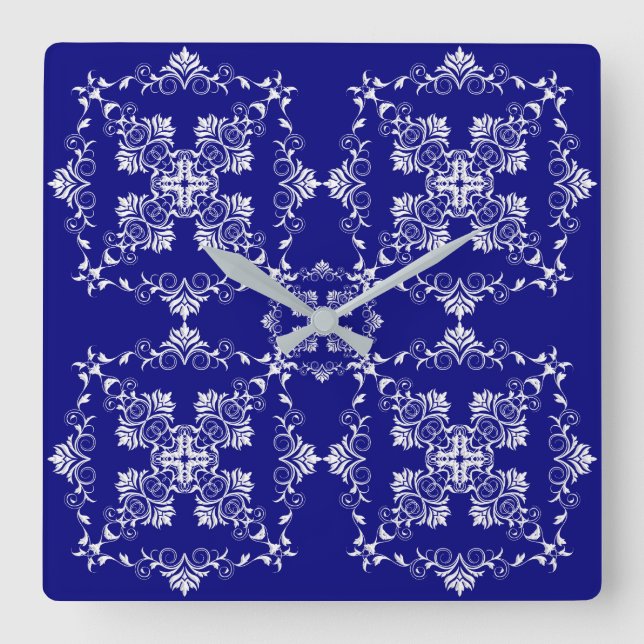 Barockes Artmuster. Weihnachtsmotiv Quadratische Wanduhr (Vorderseite)