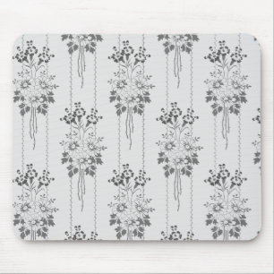 Barockes Blumenmuster mit grauer Umrandung Mousepad