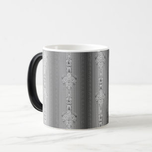 Barockes Blumenmuster mit Rand graue Kaffeetasse