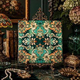 Barockes florales maximalistisches Rückwand-Dekor- Fliese