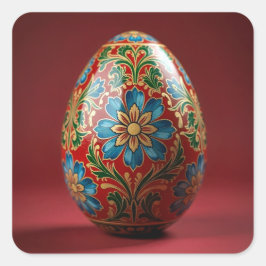 Barockes florales Osterei Quadratischer Aufkleber