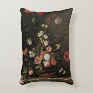 Barockes florales Stillleben Blumen in Vase Dekokissen