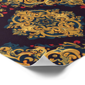 Barockes Gold-Damask-Ornamentmusterplakat Poster