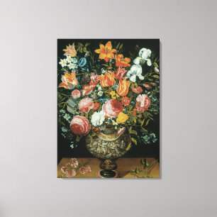 Barockes Stillleben mit Blumen in einer Vase im Vi Leinwanddruck