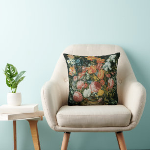 Barockes Stillleben mit Blumen in einer Vase Kissen