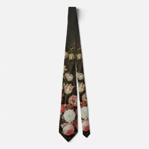 Barockes Stillleben mit Blumen in Vase Krawatte