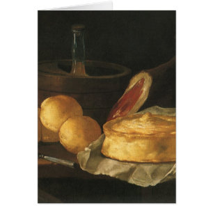 Barockes Stillleben mit Brot, Torte und Schinken