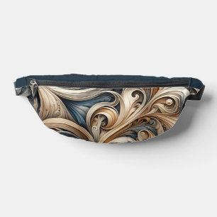 Barockes Wirbelmuster in Blau und Gold Bauchtasche